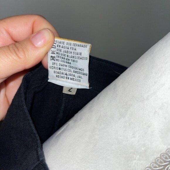 Abaca’ Tunic Womens Size 2 Black Vintage Cotton Fringe Cover Up Uneven Hemline - Picture 5 of 11